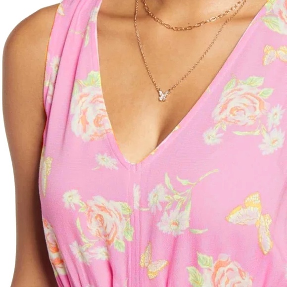 Nordstrom BP Floral Anna Romper Playsuit Deep Plunge Back back Elasticized Waist - Picture 5 of 11